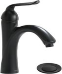 Black Bathroom Faucet Single Hole, Lava Odoro Single Handle Bathroom Sink Faucet, Black Vanity Faucet with Pop up Drain Assembly, Deck Plate Included, BF290-B