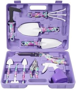 Gardening Tools 10-Piece Heavy Duty Gardening Hand Tools with Fashion and Durable Garden Tools Organizer Box,Rust-Proof Garden Tool Set, Ideal Gardening Gifts for Women