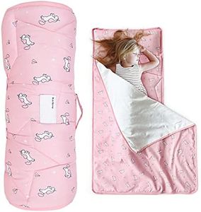 Toddler Nap Mat with Pillow and Blanket 50" x 21" x 1.5", Nap Mat for Boys Girls Super Soft and Cozy, Kids Sleeping Bag for Preschool, Daycare, Toddler Sleeping Bag, Pink Horse