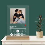 Giftplease Customized Photo and song Glass Spotify Plaque with wooden stand | Personalized Photo Music Frame with scannable code | Gift | Birthday | Anniversary (Transparent, 6 * 9 Inches)