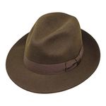 Borges & Scott Swift - Fedora - Lightweight - 100% Wool Felt - Crushable for Travel - Water Resistant - Snap Brim - Dark Brown 62cm