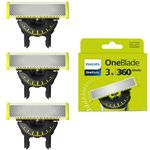 Philips OneBlade 360-Innovation Authentic Replacement Blades, for OneBlade Hybrid Electric Shaver & Trimmer. Trim, Edge and Shave with Durable Stainless Steel, 3x pack (1 Year Supply), Model QP430/60