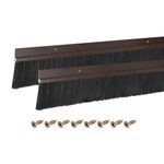 sourcing map 2Pcs Door Brush Bottom Sweep H-Shape Aluminum Alloy Base with 50mm Nylon Brush for Home, Industrial (1000mm L x 75mm W, Brown)