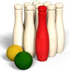 Vivo Technologies Wooden Skittles Garden Game Outdoor Indoor Game Skittle Bowls Pin Bowling Set Large Size Classic toy For Kids & Adults