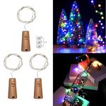 Bottle Cork Lights Coloured, 20 LEDs 2M LED Fairy Lights, Multi Coloured Gin Wine Bottle Lights for Party, Decoration Light for Wedding & Garden Table, Kitchen, Xmas Decoration, Pack of 3