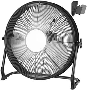 16" Battery Operated Floor Fan with Light Compatible with Milwaukee M18 18V Battery, Portable Fan with AC Adapter and USB Output, Metal High Velocity, Stepless Speed Cordless Fan for Jobsite Camping