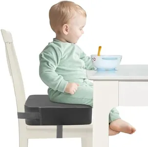 Toddler Booster Seat for Dining Table, Adjustable Seat Belts Booster Seat for Kitchen Chair, Strong Support Booster Cushion Seat, PU Easy Cleaning Detachable Portable Chair Booster (Dark Grey)