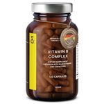 Vitamin B Complex Vegan | High Strength - All 8 B Vitamins + Co-Factors | 120 Capsules for 120 Days | VIT B1, B2, B3, B5, B6, B12, Biotin & Folic Acid + Myo-Inositol + Choline