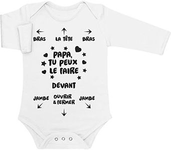 Shirtgeil Papa, Tu Peux Le Faire - Cadeau pour Le Nouveau Père Body Bébé Manche Longue 0-3 Mois Blanc
