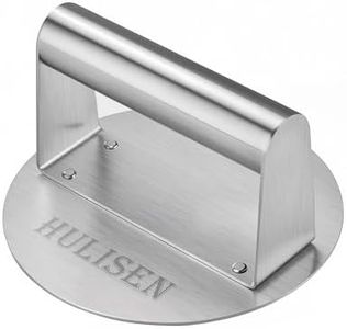HULISEN Burger Press, Stainless Steel Burger Smasher, 5.5 Inch Round Grill Press, Professional Griddle Accessories Kit for Flat Top Smashing Smashed Burger, Hamburger Patty Meat, Steak, Bacon