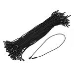 sourcing map Cotton Hang Tag String Snap Lock Pins Loop Price Tag Fastener Plastic Tags Ties Black 7.8 inch Pack of 100