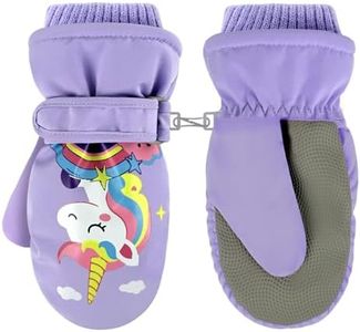 HolyElks Kids Ski Mitten Toddler Winter Waterproof Snow Gloves Unisex Cold Weather Warm Mittens for Girls Children Boys (Unicorn)