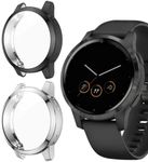 METEQI 2-Pack Soft TPU Protective Screen Full Coverage Case Compatible with Garmin Vivoactive 4 (Black+Silver)