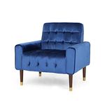 Christopher Knight Home 307565 Betsy Velvet Armchair, Modern Glam, Button-Tufted, Waffle Stitching, Navy Blue,