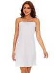 MANCYFIT Women's Full Slips Dress Tube Top Strapless Slips for Under Dresses Invisible Straps, White, Medium