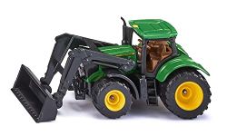 siku 1395, John Deere Tractor with Front Loader, Green, Metal/Plastic, Rubber Tyres, Movable Front Loader