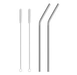 HUNCHA Metal Straws Stainless Steel Straws 10.5" Drinking Straws Reusable, Perfect for Cocktail, Cleaning Brush for 20/30 Oz Perfect for Yeti, Trail, Tumblers, Bars(2 Bend | 2 Brush)