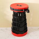 Kuber Industries Telescopic Stool | Collapsible Camping Stool | Foldable Stool for Adults | Stool for Outdoor-Fishing-Hiking-Gardening-Travel | Portable Stool | KXM-2311B | Red