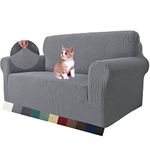 MAXIJIN Stretch Loveseat Sofa Slipcovers 1 Piece Love Seat Couch Covers for 2 Cushion Couch Non Slip Sofa Cover Washable Dog Cat Proof Furniture Protector Pet Friendly (Loveseat, Light Gray)