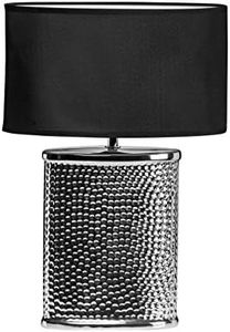 Premier Housewares E27 60 W Regent Park Hammered Chrome Finish Ceramic Table Lamp - Black Shade