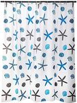 meioro Shower Curtains Ocean Theme Peva Waterproof and Mildew Resistant Bathroom Curtains Home Shower Curtain Liners with Rustproof Grommets and Curtain Hooks (Starfish and Seashells)