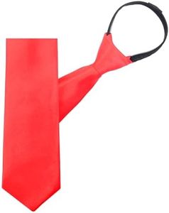 Mantieqingway Zipper Ties for Men Boy Pre-tied Adjustable Neck Ties 19' 'for School Uniform Graduation Business Wedding (8cm/3.15inch, Red)