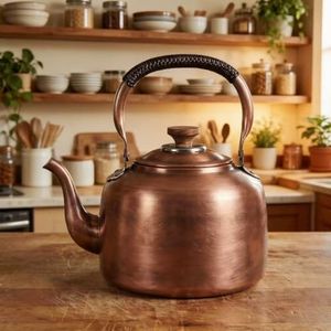 Copper tea kettle,Tea Kettle Stovetop Whistling Copper Tea Pot with Ergonomic Handle, for Gas, Induction,Stovetops