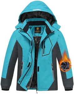 MoFiz Girls Ski Jacket Waterproof Fleece Lined Snowboard Jacket Warm Winter Jackets with Removable Hood Blue XS