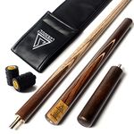 CUESOUL 57" Handcraft 3/4 Jointed Snooker Cue with Extension/Joint Protector Packed in Leatherette Cue Bag (D306)