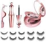 [5 Pairs] Magnetic Eyelashes and Eyeliner Kit, Lanvier Reusable 3D Magnetic False Lashes Extension No Glue Needed - Black