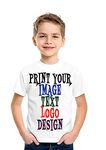 Americanapple Personalized Tshirts for Kids Customized Printed Photo Text Half Sleeve Tshirt for Boys and Girls (White, 22)