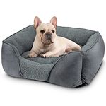 MIXJOY Small Dog Bed Pet Bed, Washable Grey Dog Bed Super Soft Puppy Beds Orthopedic Dog Bed with Anti-Slip Bottom, Rectangle Cat Bed for Dogs, Cats, Kittens and Puppies, 51×48×15 cm