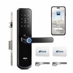 Ozone Smart Wi-Fi Door Lock, 5 Way Access: App Unlocked, Fingerprint, RFID, Emergency Key, 35-80mm Door Thickness