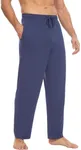 GYS Mens Pajama Pants - Viscose Made from Bamboo, Soft Sleep Pants Comfy Drawstring Lounge Bottom with Pockets Sweatpants,Grayish Blue,Large
