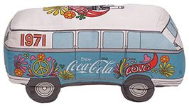 Coca Cola Unity Van Colorful Retro Floral 14.5 inch Plush Fabric Throw Pillow