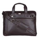 K London 14 Inches Slim Dark Brown Leatherite Men Women Laptop MacBook Shoulder Messenger Office Bag (1808_drk_brn)