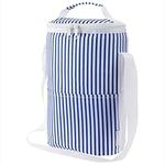 Navaris Wine Cooler Bag - Insulated Cooler Tote for 2 Bottles - Portable Bottle Carrier w Adjustable Strap & Outer Pocket - Wine Lover Gift - Great for Picnic Beach Park - Stripes