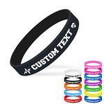 SXLONG Personalised Silicone Bracelet - Custom Silicone Wristbands, Personalised Wristbands, ID Wristbands for Kids with Text/Phone Number Custom Rubber Bracelets for Events, Motivation, Gifts(Black)