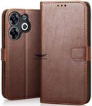 SHINESTAR Infinix Smart 8 HD Flip Back Cover | PU Leather Flip Cover Wallet Case with TPU Silicone Case Back Cover for Infinix Smart 8 HD - Classic Brown