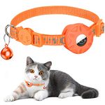 Airtag Cat Collar, Refective Collar for Cat with Safety Buckle and Waterproof Air Tag Holder in 3/8" Width, Cat Airtag Collar, Cat Collar Compatible with Apple Airtag for Cat Dog Kitten Puppy (orange)