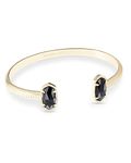 Kendra Scott Elton Cuff Bracelet for Women, Fashion Jewelry, 14k Gold-Plated, Black Opaque Glass