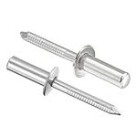 uxcell Blind Rivets, 304 Stainless Steel Pull Rivets Core Decoration Rivets 6.4mm Diameter 20mm Grip Length Close End Silver Tone, 25pcs