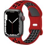 Sport Bands Compatible for Apple Watch Bands 42mm-Series 3/44mm/45mm/46mm/49mm,Soft Silicone Sport Women Men Replacement Strap Compatible with iWatch Series 10/9/8/7/6/5/4/3/2/1 Ultra 2 SE,Red Black