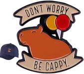 Capybara Pin | Don't Worry Be Cappy Capybara Brooch Pin,Alloy Enamel Brooch Motivational Cowboy Badge Pin for Bookbags Clothes/Jackets & Hat