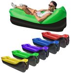 Inflatable Loungers Air Sofa,Cool Inflatable Couch Beach Chair for Outdoor Pool, Inflatable Sleeping Bag Couch for Travelling, Camping, Hiking, Picnic, Beach Parties, Backyard, Lakeside (Black Blue)