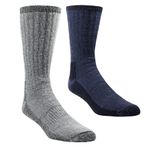 Woolrich Unisex Ultimate Wool Crew - 2 Pack Crew Socks, Charcoal/Denim, Large