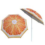 Truu Design Summer Orange Portable Beach/Patio Umbrella for UV Protection, 60 x 71 inches, Orange