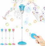 47" Adjustable Height Light Up Bubble Torch Garden Lamp Automatic Bubble Machine,Rechargeable Standing Bubble Blower with Lights and Music for Outdoor Garden Patio Wedding Party Event Decor (Blue)