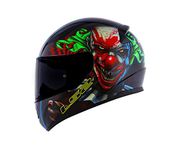 Full Face Motorbike Helmet Motorcycle Adult Rider Biker Sports Crash Helmet LS2 FF353 RAPID HAPPY DREAMS GLOW-IN-THE-DARK SCARY CLOWN + Dark Tinted Visor (L)