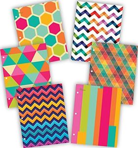 NEW GENERATION – Chevron - School Supplies 2-Pocket Folder Value Pack with Assorted Fashion Eye-Catching Designs – Durable Laminated Letter Size Set - 6 Pack School, Home, Office,Folders